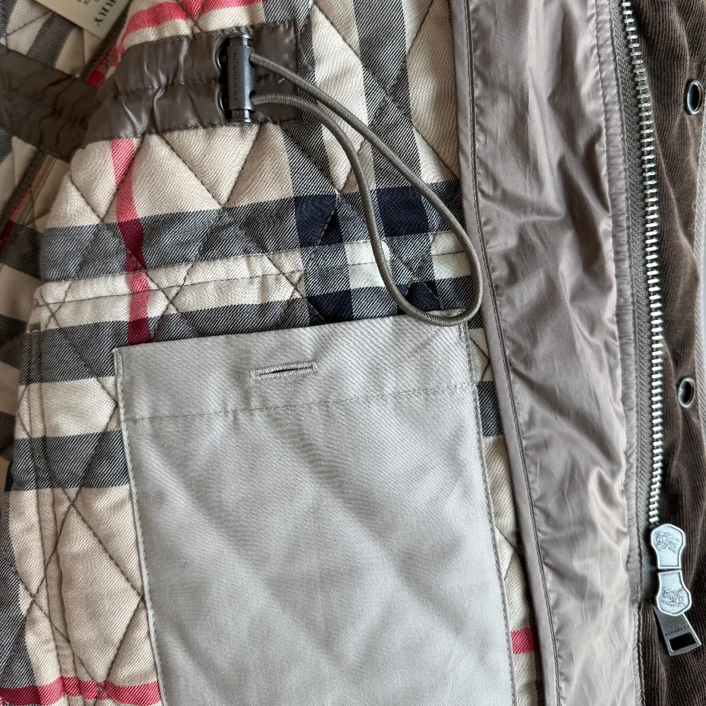 Men's Burberry Brit Russell Quilted Jacket w/plaid lining (Olive/Brown color) - Picture 3 of 16